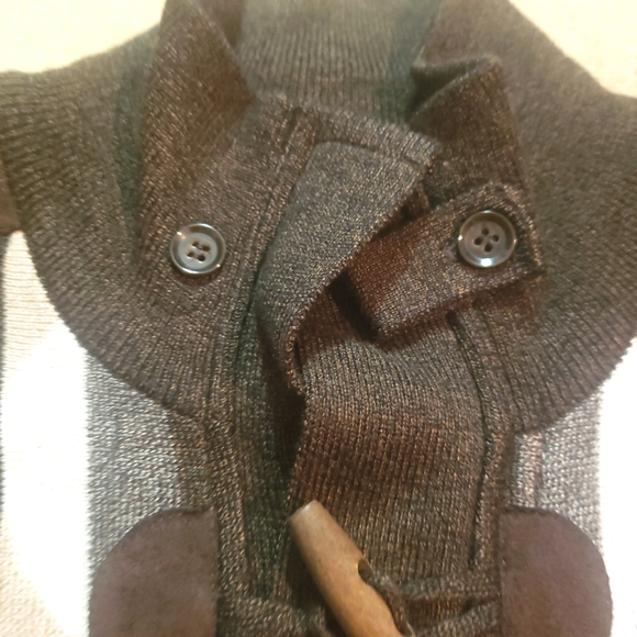 Mens Silversilk Dark Brown Multi Colored Zip Up Mock Neck Sweater Size XLarge - Picture 6 of 11